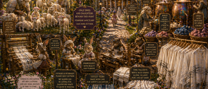 ewes and mommy sheep shearing some of the prettiest lambs the wool processed accordingly in boiling steampunk color pots and weaved by by girl bunnies