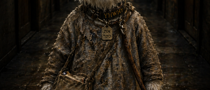 harold buddy new png now full bodyof harold front potgut in dark background perspective inside long hallway dark doorsdim lit to end point lose staff ethcepher in bag on leash