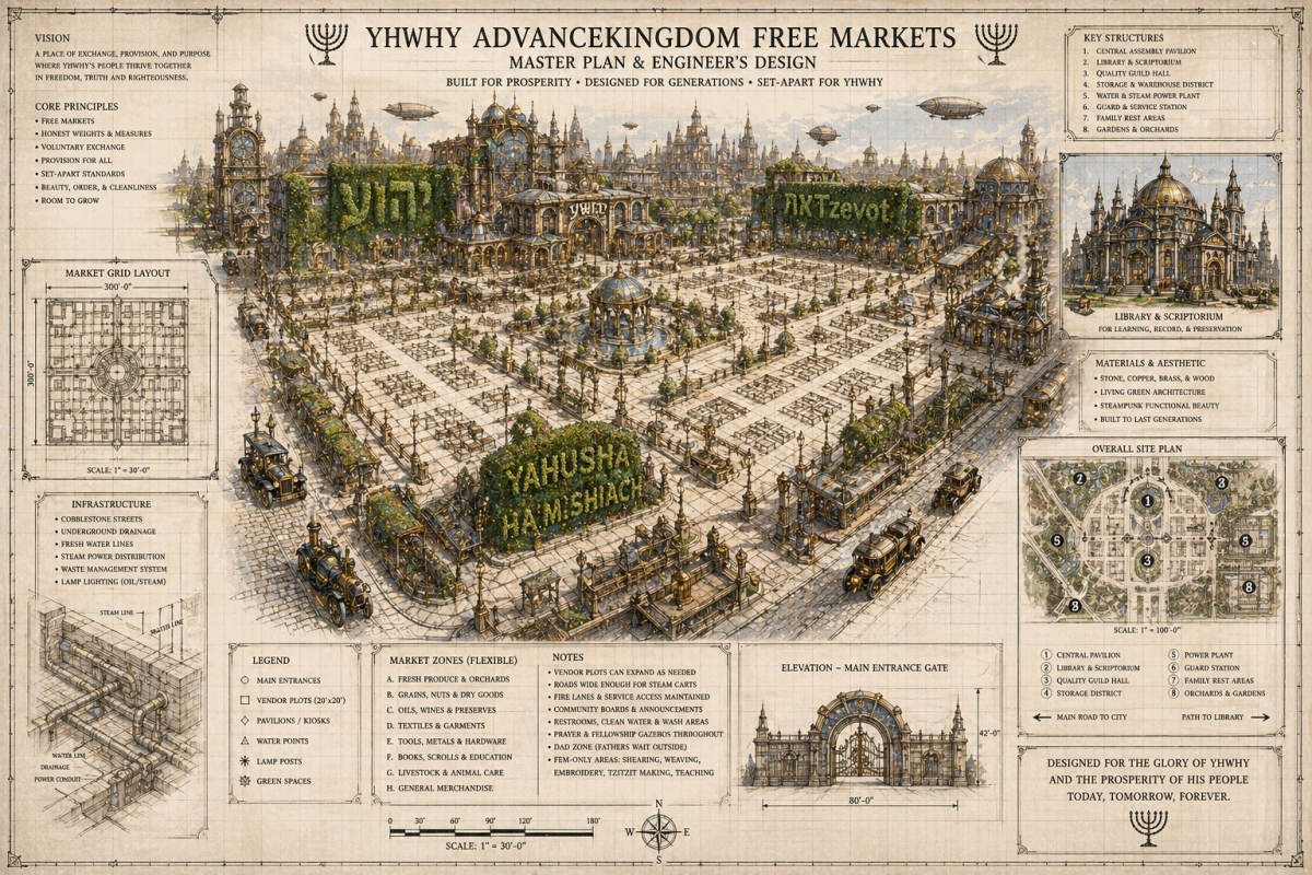 engineers technical drawing of this place for future posterity to yhwhy advancekingdom free markets plan out empty area for venders