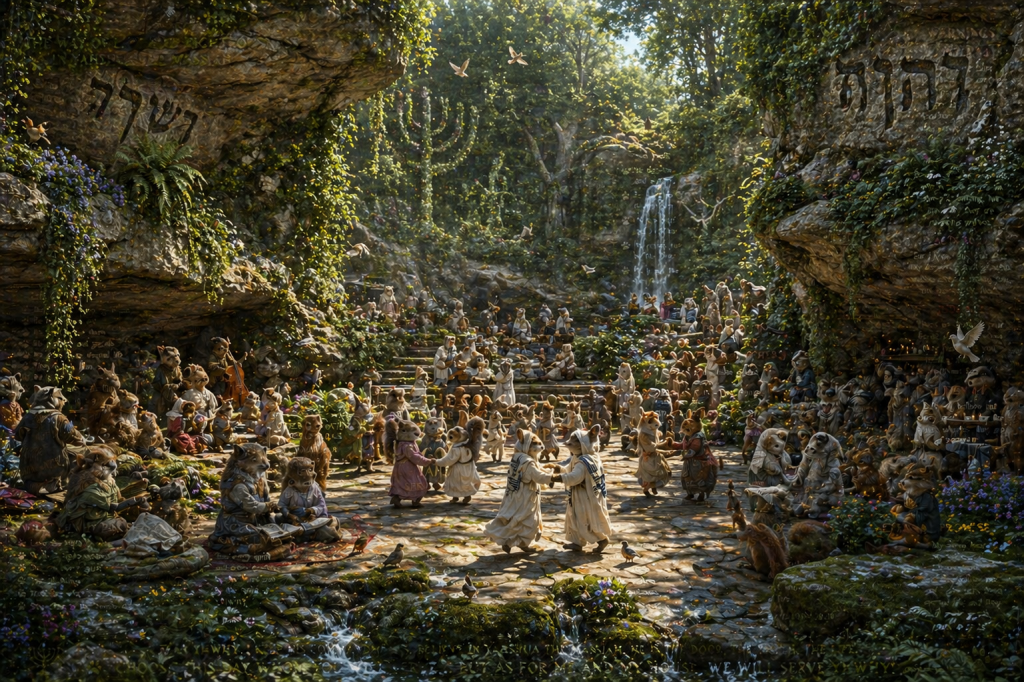 place of worship for shabbats this is not like a grand human building it is earthly with rock cliff slabs for protection